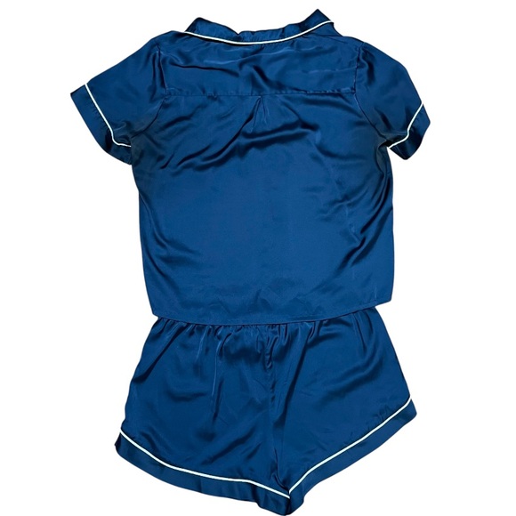 Star Above Navy Two Piece Pajama Set with Button Down Top & Slip-on Shorts Sz XL - Picture 2 of 8